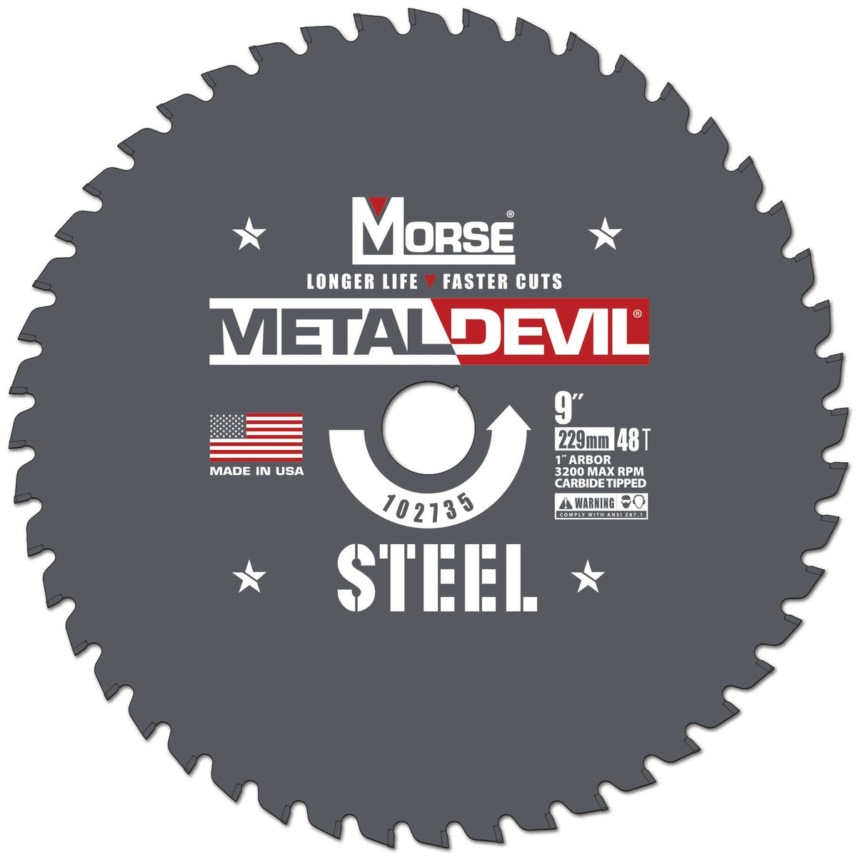 Morse Metal Devil CSM948FSC, Circular Saw Blade, Carbide Tipped, Steel Cutting, 9 inch, 1 Pack