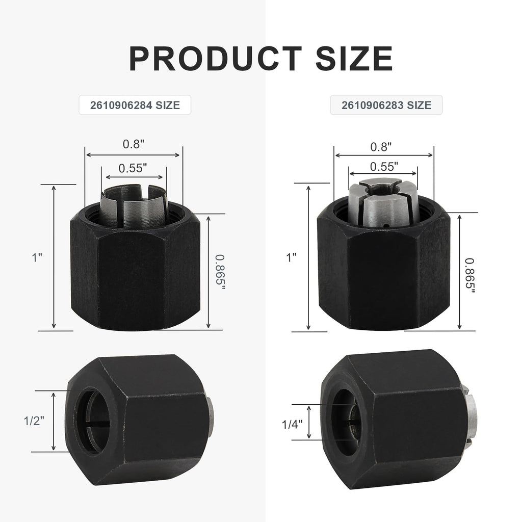 Laofudech 2610906283 1/4” and 2610906284 1/2" Router Collet Kit Replacement for 1613 1617 1618 and 1619 Router