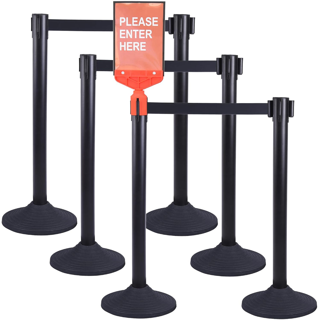OangeStar 6 Pack Crowd Control Stanchion, Crowd Control Barrier Set