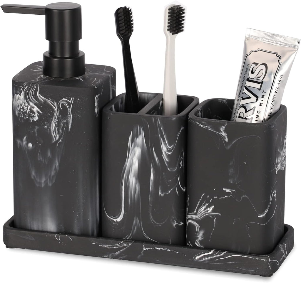 Bathroom Accessory Sets, 4 Pieces Bathroom Accessories Complete Set Vanity Countertop Accessory Set, Includes Lotion