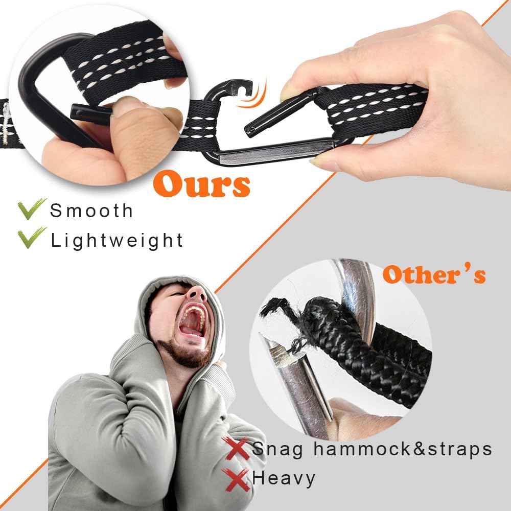 Lightweight Hammock Straps for Trees – 500 lbs per Strap, 8.2 ft with 5+1 Adjustable Loops & 2 Carabiners | Compact