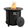 Outdoor Round Propane Fire Pit Table, 50000 BTU, Black