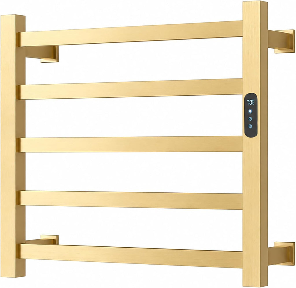 Luxury Towel Warmer Rack for Bathroom, Wall Mounted Heated Towel Rack with Timer & Temperature Control, 5 Bar