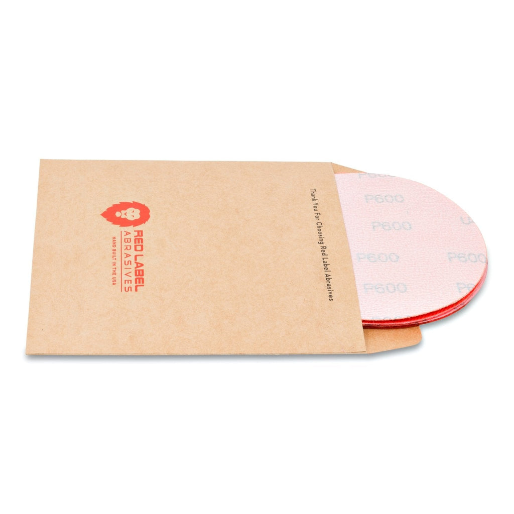 Red Label Abrasives 5 Inch 600 Grit High Performance Hook and Loop Wet/Dry Auto Body Film Sanding Discs, 10-Pack.
