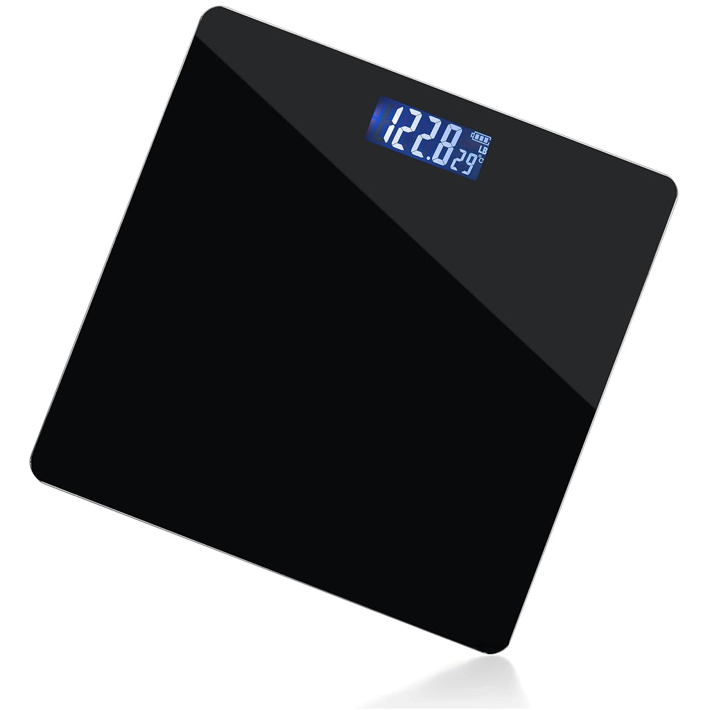 Black Digital Bathroom Scale for Body Weight, Smart Step-On Technology, Backlit LCD Display, High Accuracy Weight