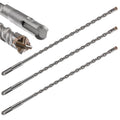 Wensilon Concrete Drill Bit 3pcs 5/16" X 10"-8" Cross-Type Double Thread Carbide Material Suitable for Concrete, Brick, Cement Walls, Stone