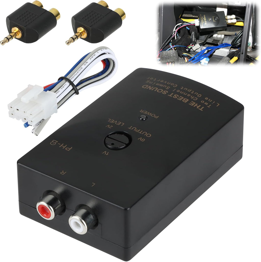 2-Channel Car Audio RCA Line Output Converter, High to Low Converter for Adding Amplifier Subwoofer, Hi Low RCA