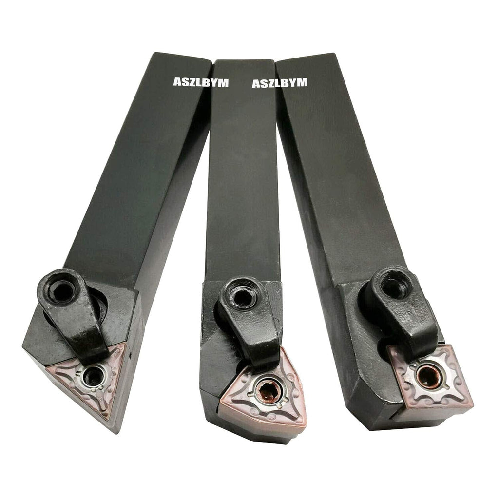 3PCS 5/8" Metal Lathe Excircle Indexable Carbide Turning Tool Holder Bit Set MTJNR1616H16 + MWLNR1616H08 + MCLNR1616H12 With 3pcs wnmg432, cnmg432, tnmg332 Indexable Carbide Inserts