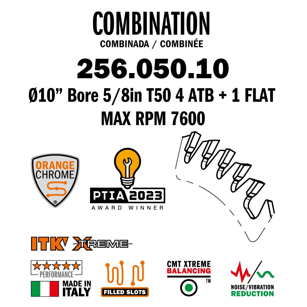 CMT Orange Tools 256.050.10 - Combination Saw Blade D=10 B=5/8 ß=4 ATB 15 + 1 FLAT K=0.102 P=0.071 a=15