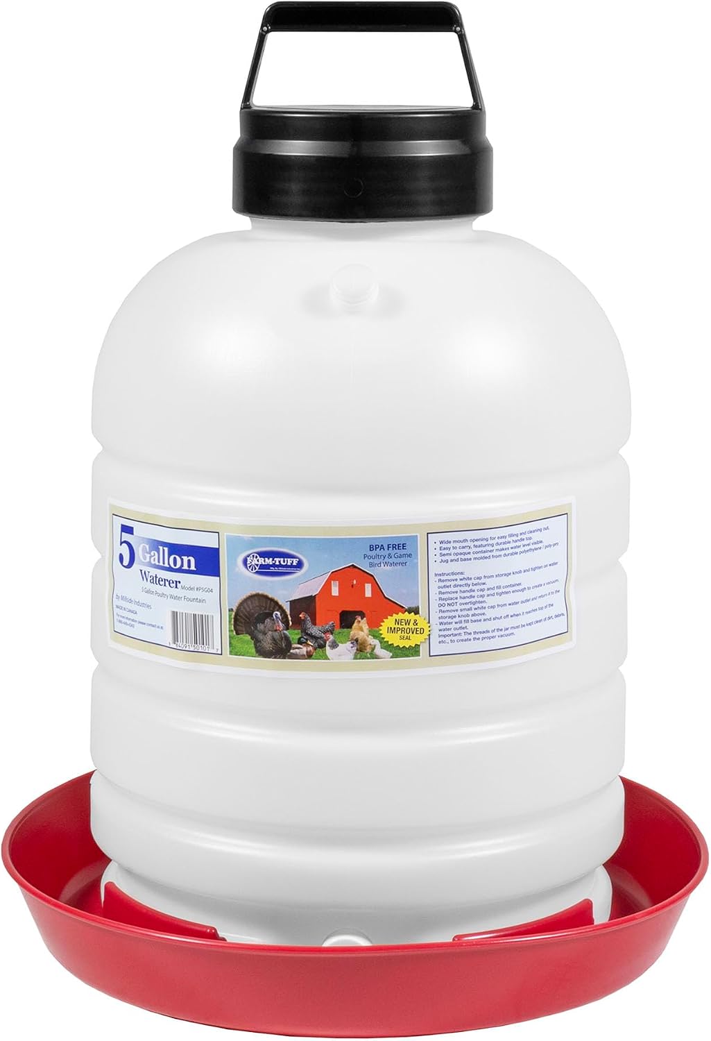 Premium 5-Gallon Hanging Chicken Waterer – BPA-Free Plastic, Top-Fill Poultry Fountain for Chickens, Ducks, Turkeys &
