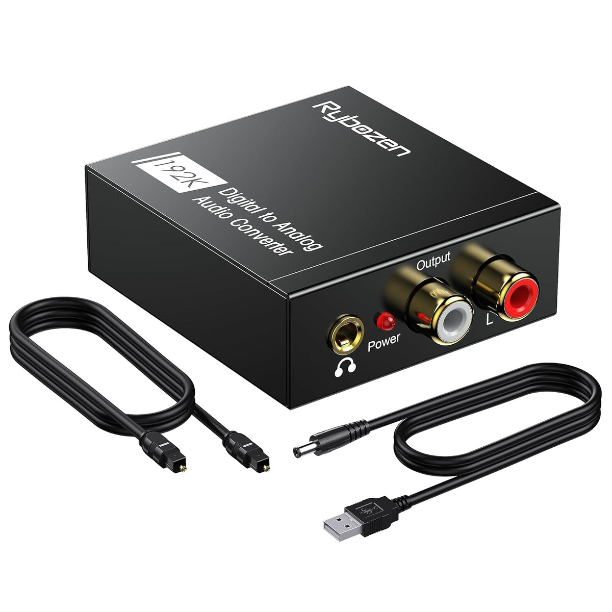 DAC 192KHz Digital to Analog Audio Converter, Optical to RCA Adapter with Coaxial Cable, Toslink Optical to 3.5mm