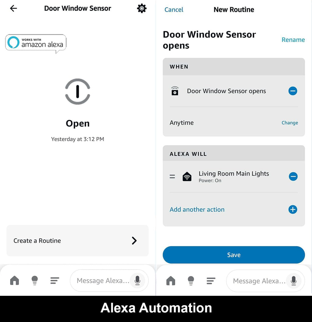 Smart WiFi Door and Window Sensor, Phone Notifications via Smart Life, Tuya, Alexa and SmartThings, Create