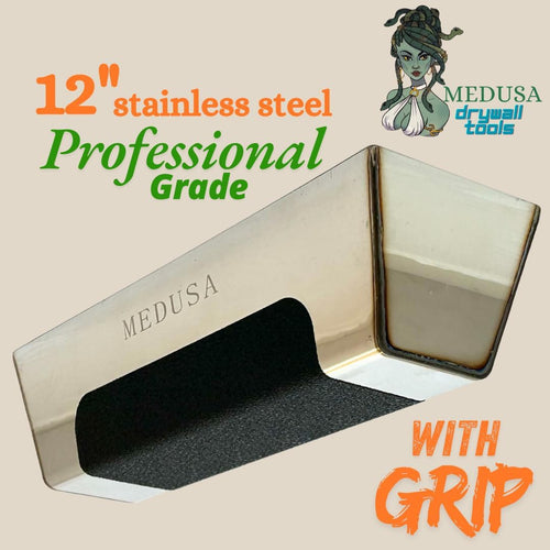 's Flexible Stainless Steel Drywall Taping Knife Set with 12" Mud Pan and Grip: Classic Style Light Weight Handles