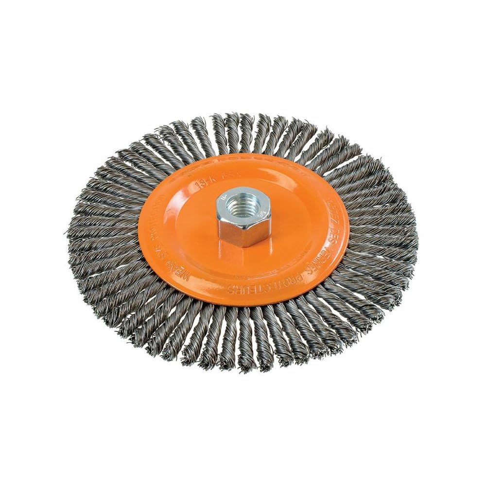 Walter 13K654 Stringer Bead Wire Wheel Brush - 6-7/8 in. Carbon Steel Wire Brush with Threaded Hole. Abrasive Power Brushes
