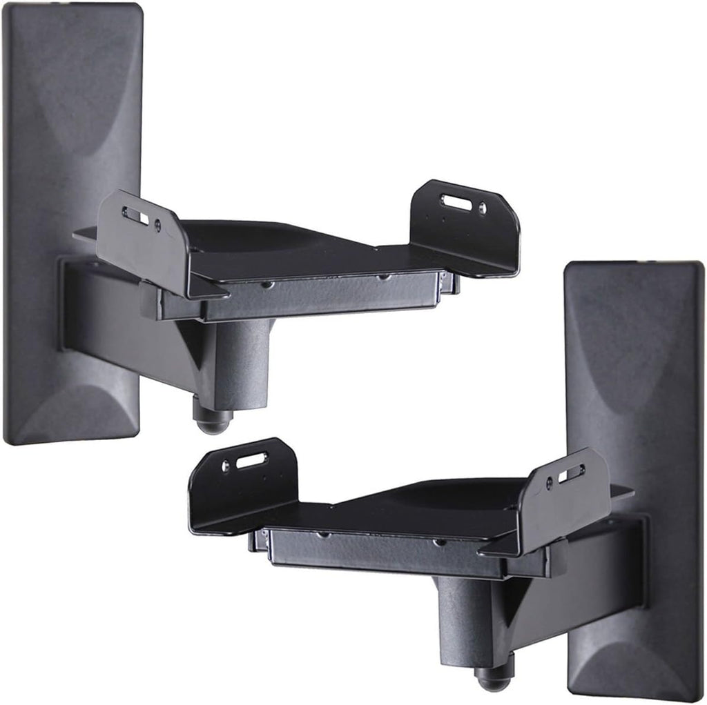 One Pair of Side Clamping Bookshelf Speaker Mounting Bracket with Swivel and Tilt for Large Surrounding Sound