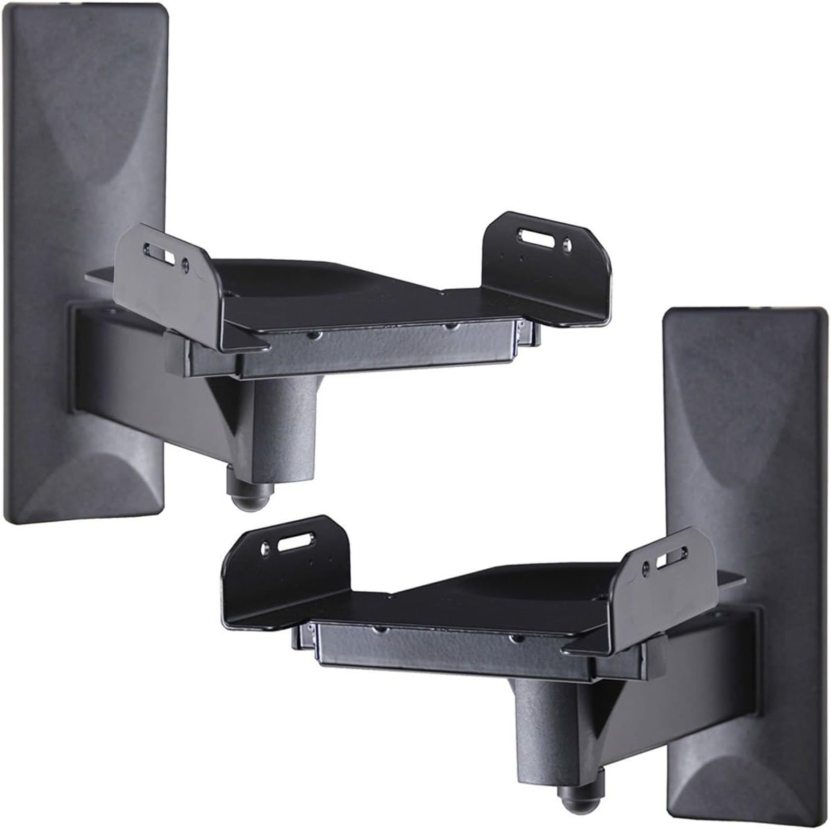 One Pair of Side Clamping Bookshelf Speaker Mounting Bracket with Swivel and Tilt for Large Surrounding Sound