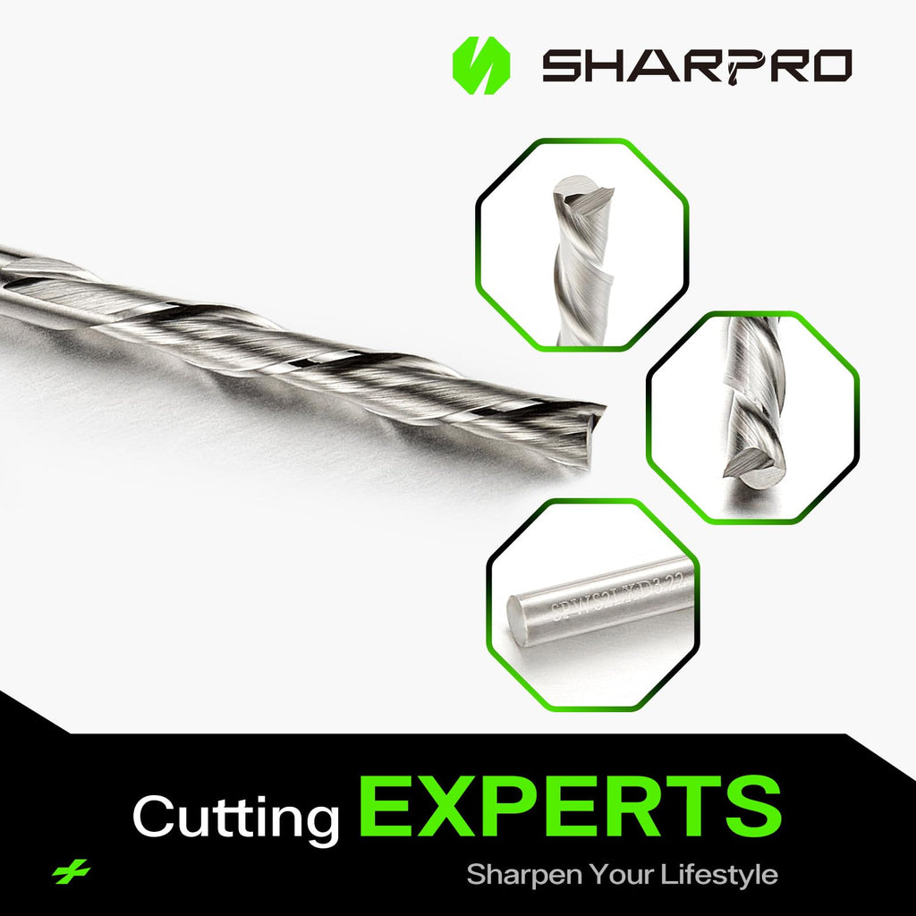 SHARPRO 1/8 Router Bits 1/8 Shank Downcut CNC Bit, End Mill