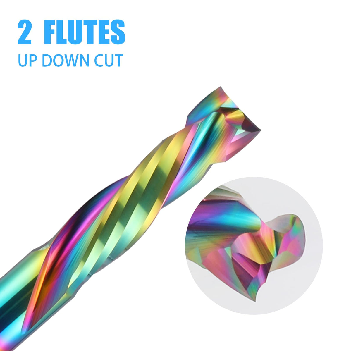 HOZLY Woodwork Milling Cutter ,DLC Coating ,UP & Down Cut 2 Flutes Spiral Carbide Milling Tool CNC Router Compression Wood End Mill Cutter Bits,6mm Shank ,6mm Cutting Dia ,32mm CEL Pack of 2