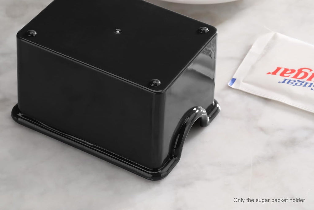 Restaurant-Grade Black Plastic Sugar Packet Holder, SAN Material, Set of 24