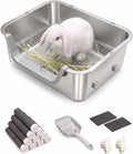 Rabbit Litter Box, 15.75" Large Stainless Steel Bunny Pan, Low Entry Corner