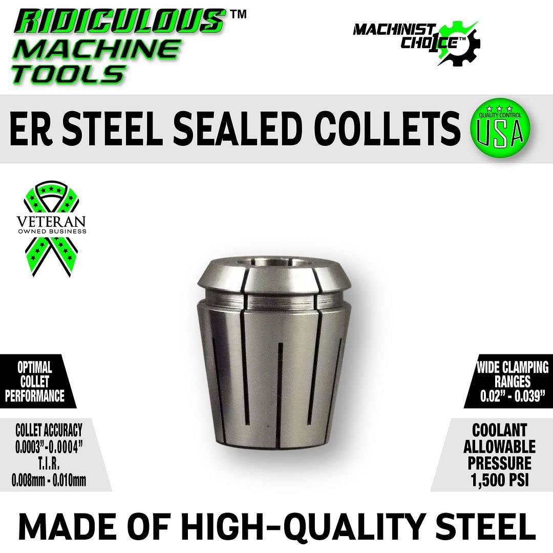 4MM ER32 STEEL SEALED Spring Collets METRIC (0.0003" T.I.R.) Coolant Collet 1500 MAX PSI Machinist Choice