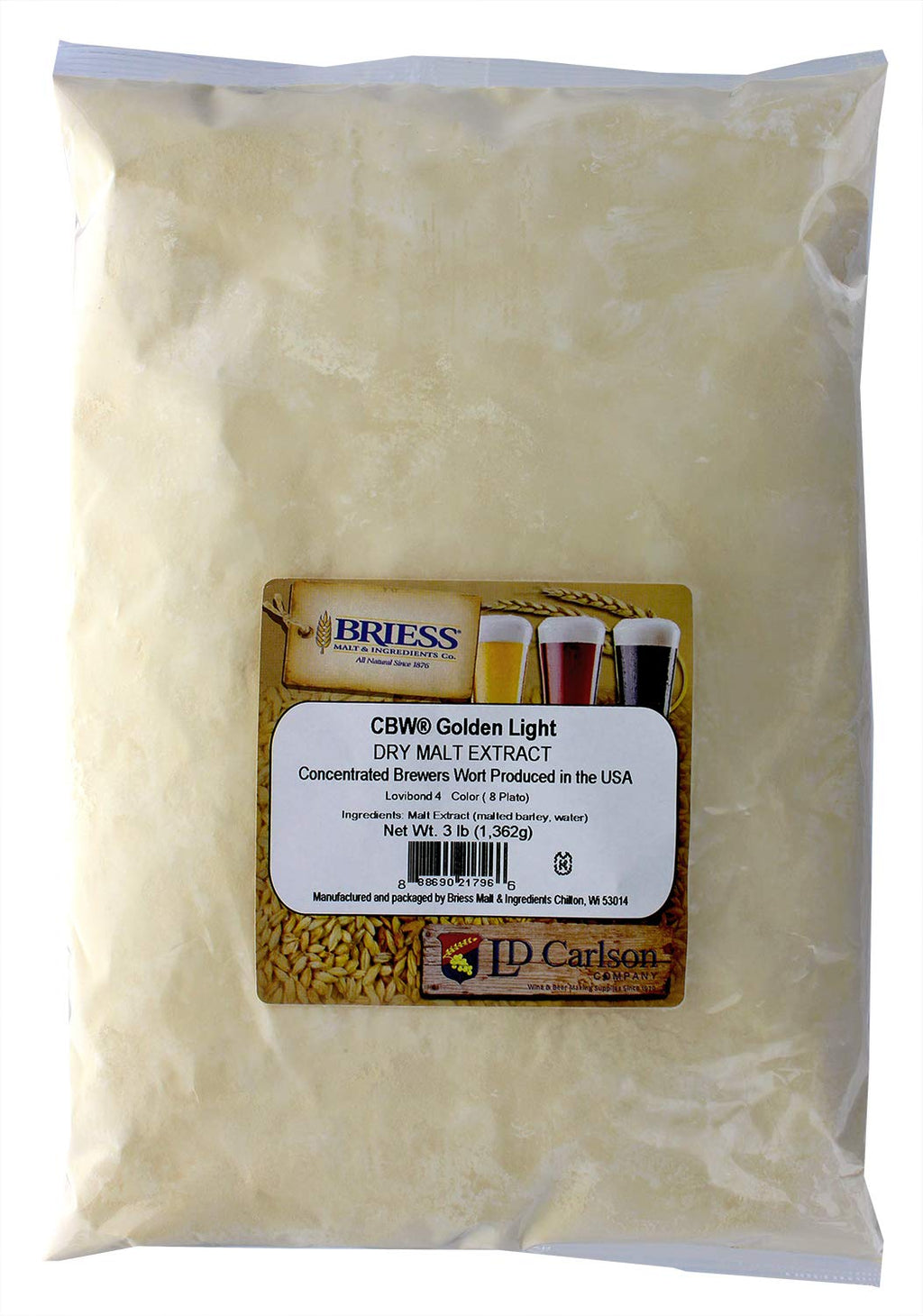 HOZQ8-875 Dried Malt Extract- Golden Light- 3 lb.