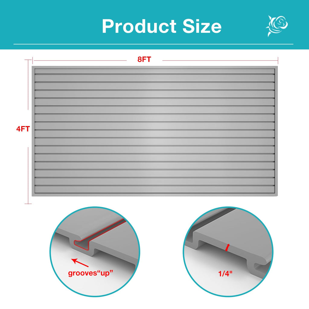 Slatwall Panel Wall Storage Systems, 4 x 8ft Slat Wall Paneling Garage Wall Organizer, Heavy Duty Wall Mounted PVC