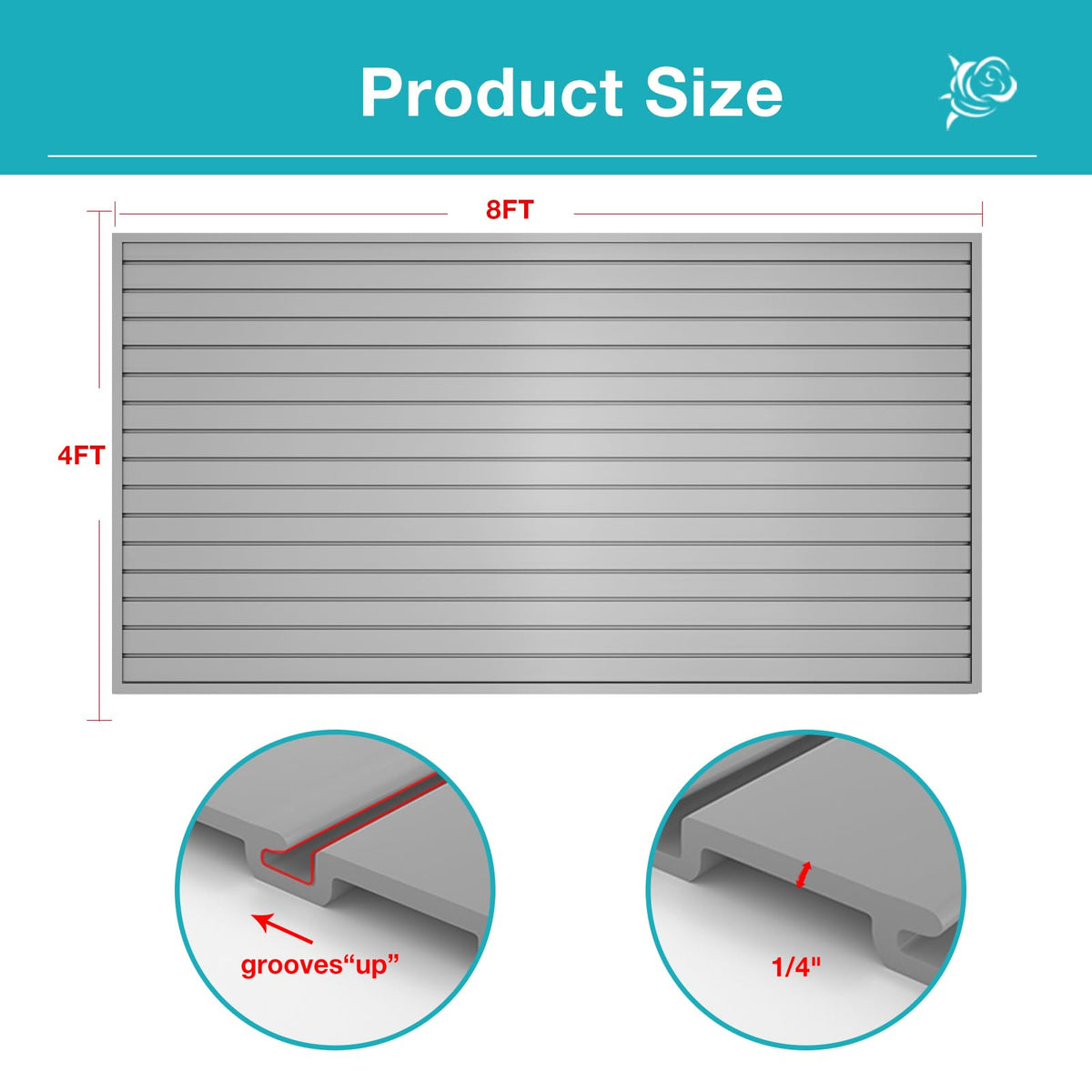 Slatwall Panel Wall Storage Systems, 4 x 8ft Slat Wall Paneling Garage Wall Organizer, Heavy Duty Wall Mounted PVC