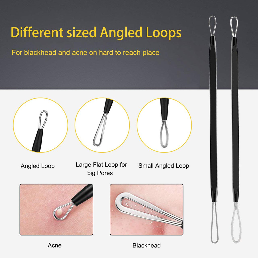 Pimple Popper Tool Kit - Boxoyx 10 Pcs Blackhead Remover Comedone Extractor Kit with Box for Quick and Easy Removal