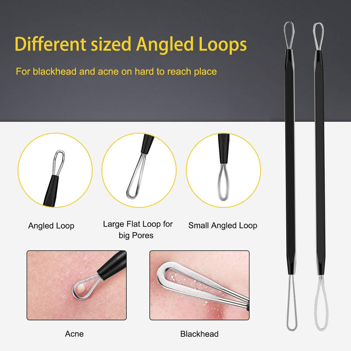 Pimple Popper Tool Kit - Boxoyx 10 Pcs Blackhead Remover Comedone Extractor Kit with Box for Quick and Easy Removal