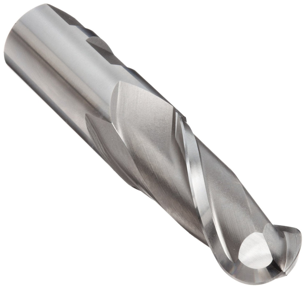 YG-1 E2110 Cobalt Steel Ball Nose End Mill, Weldon Shank, Uncoated (Bright) Finish, 30 Deg Helix, 2 Flutes, 4.125" Overall Length, 1.5" Cutting Diameter, 0.75" Shank Diameter