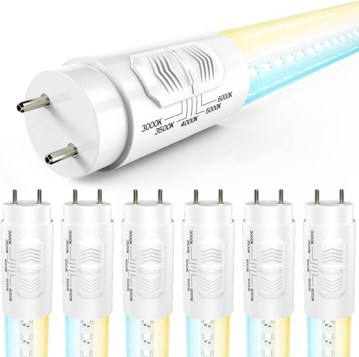 Sunco 6 Pack 4 Foot T8 LED Tube Light Bulbs, Ballast Bypass, 5CCT, 18W