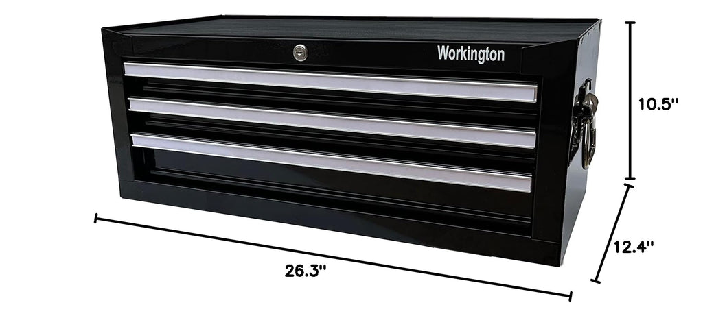 Industrial 3 Drawers Portable Metal Intermediate Box, 26" Middle Tool Chest Cabinet with Ball Bearing Drawer Slides