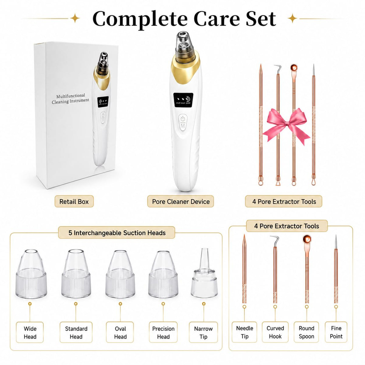 2026 Pore Vacuum, USB Rechargeable Blackhead Remover Vacuum -Gold