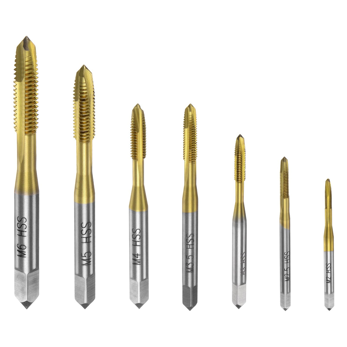 uxcell 7pcs Spiral Point Tap Set M2 M2.5 M3 M3.5 M4 M5 M6 Metric Thread
