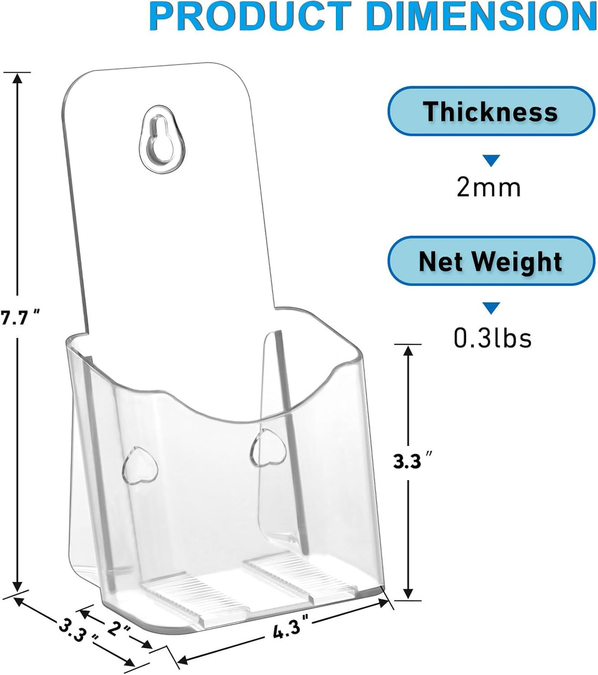 Acrylic Brochure Holder 4 Inches , Clear Flyer Sign Holder, 2 Pack