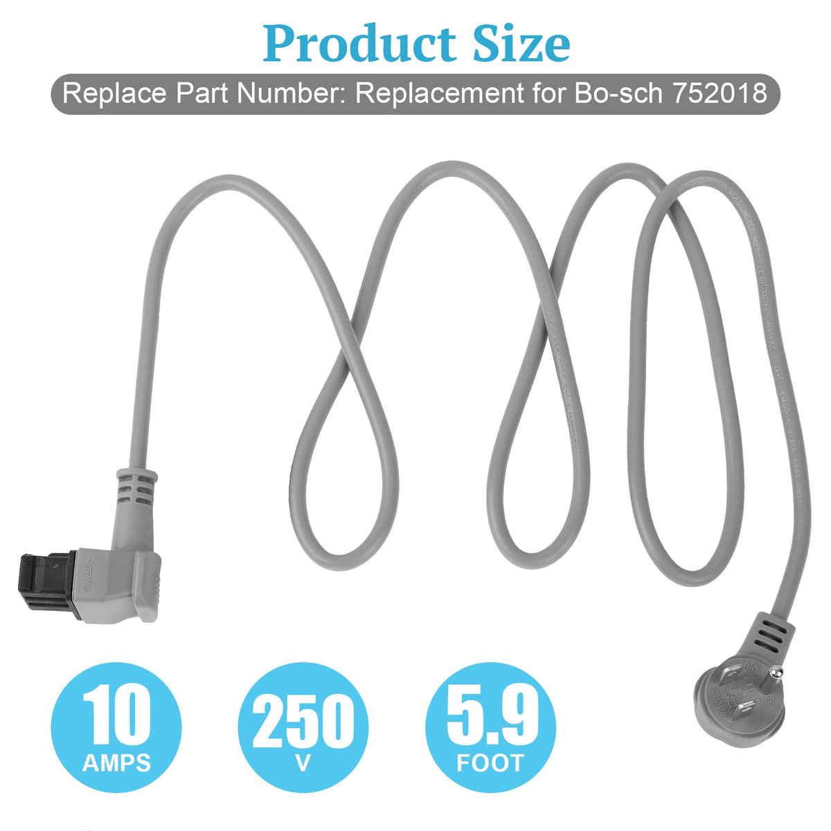00752018 Dishwasher Plug Power Cord for Bosch SMZPC002UC