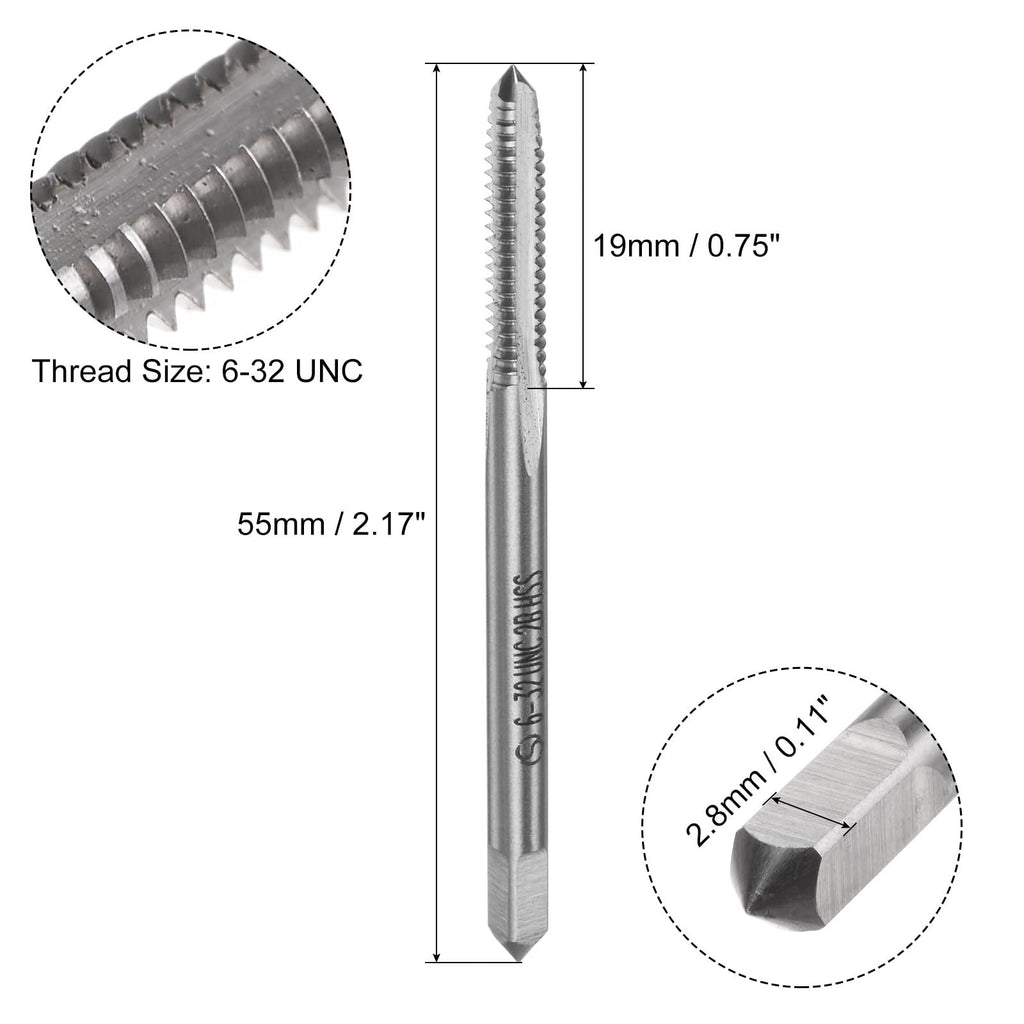 uxcell 10pcs Machine Thread Taps 6-32 UNC 2B High Speed Steel 6542 Straight Flute Screw Thread Milling Taps Threading Tapping Repair Tools