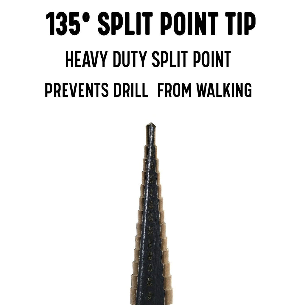 Drill America #1 HSS Black & Gold Step Drill Bit (1/8"- 1/2 by 1/32")