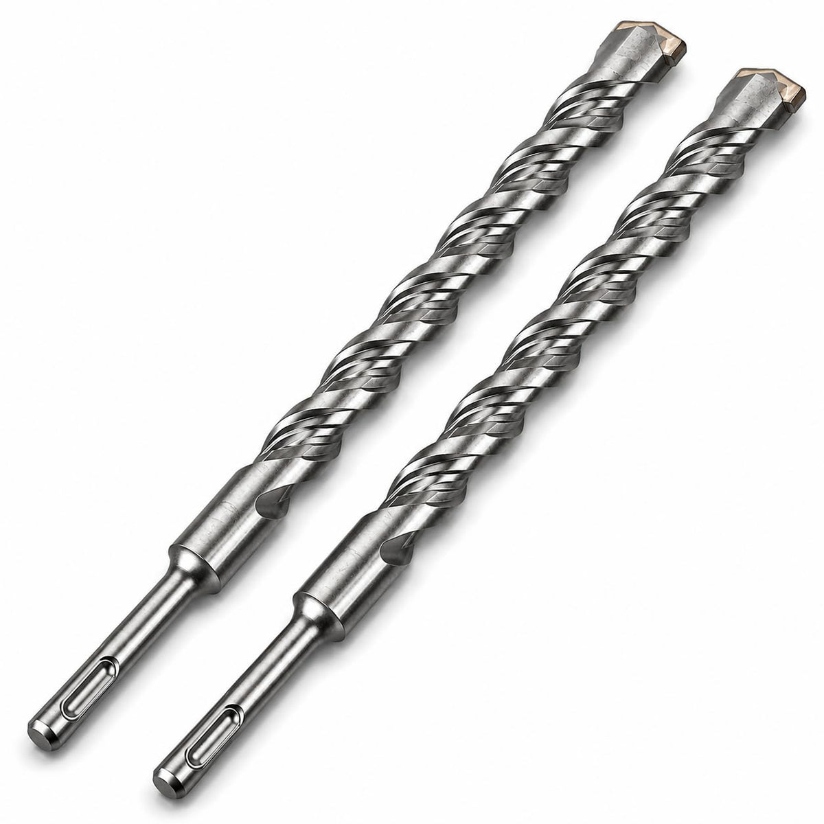 SDS Plus 1 Inch Masonry Drill Bit for Rotary Hammers (12" Length - 2 Pack) Carbide Tipped to Easily Drill Through Concrete, Cement, Brick, Block, Stone, and More!