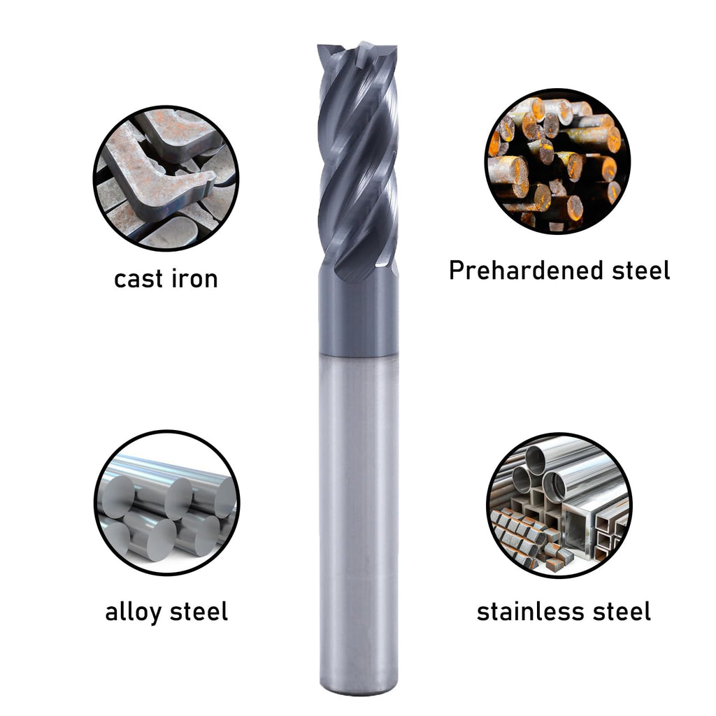XYunEnZ 5/16" 4-Flute Square End Mill AlTiN Coated Carbide, 5Pcs