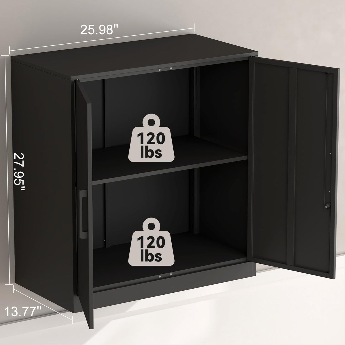 Metal Wall Cabinet,Garage Cabinet with Handle,Lockable Storage Cabinets Wall Mounted with 2 Doors,Locking Cabinet