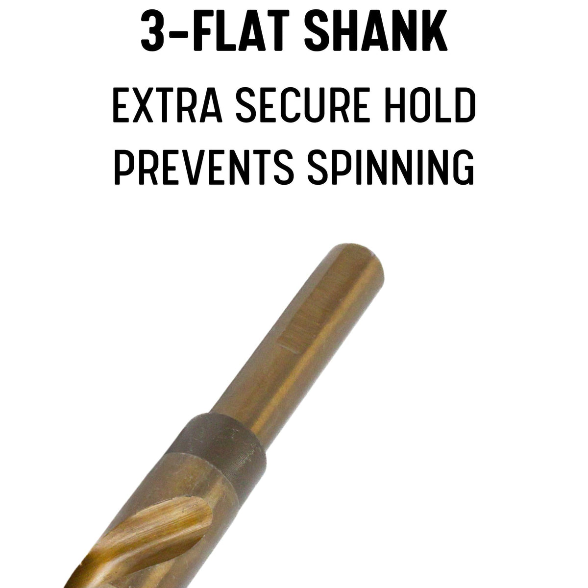 Drill America 1-7/16" Cobalt Stepped Drill Bit with 1/2" Reduced 3-Flat Shank, Gold Oxide Finish for Drilling Acrylic, Steel, Hard Metals, GSC Series