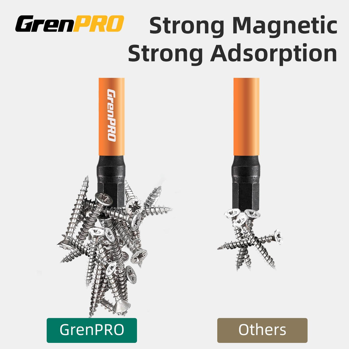 GRENPRO 20pcs Impact Driver Bit Set,2" Allen Wrench Drill Bit Set S2 Steel