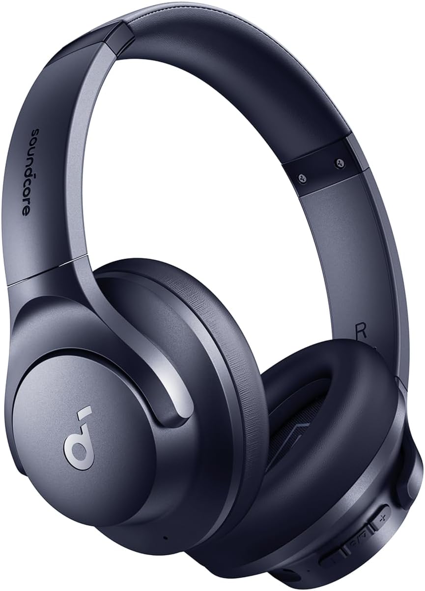 by Anker Q20i Hybrid Active Noise Cancelling Headphones, Blue | Over-Ear, Bluetooth, 40H ANC Playtime, Hi-Res Audio