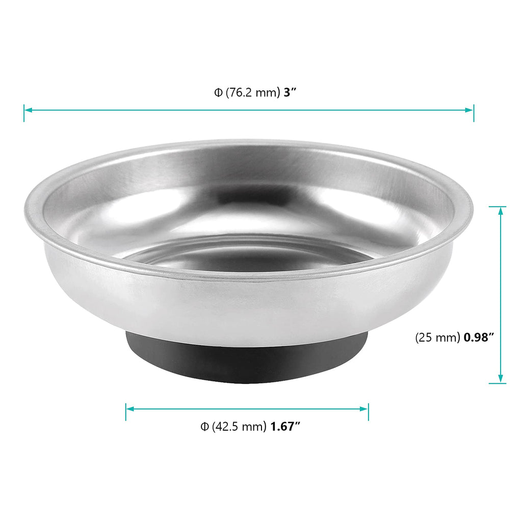 10 Packs 3 Inches Magnetic Tray, Stainless Steel Magnetic Bowl, Round Magnetic Parts Tray for Pins, Screws, Bolts