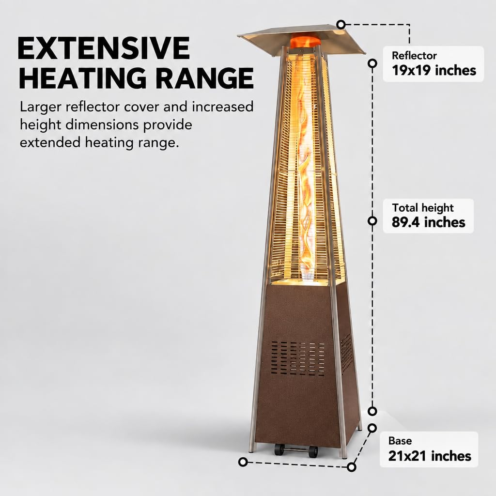 48,000 BTU 89" Pyramid Patio Heater, Propane Outdoor Heater, Black
