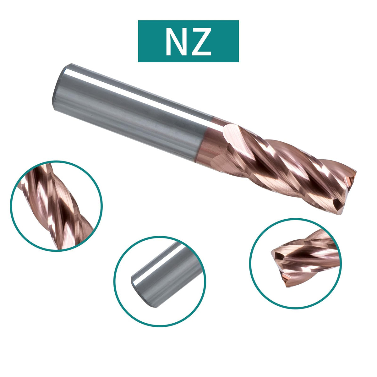 NZ 4 Flute 7/32" Square End Mill with TiSiN Coating