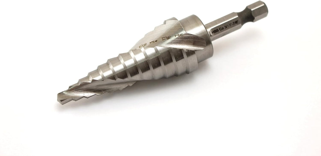 TEMO M35 Cobalt Spiral Step Drill Unibit Bit 3/16" -7/8" 12 Size 1/4" Shank