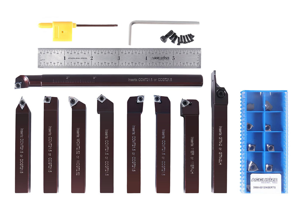 Accusize 1/2 in Shank Indexable Carbide Turning Tool Set, 3988-0012